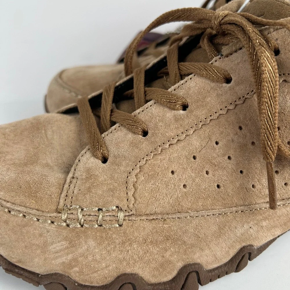 Skechers Bikers Brown Suede Wide Fit Memory Foam Hiking Sneakers Womens 10
